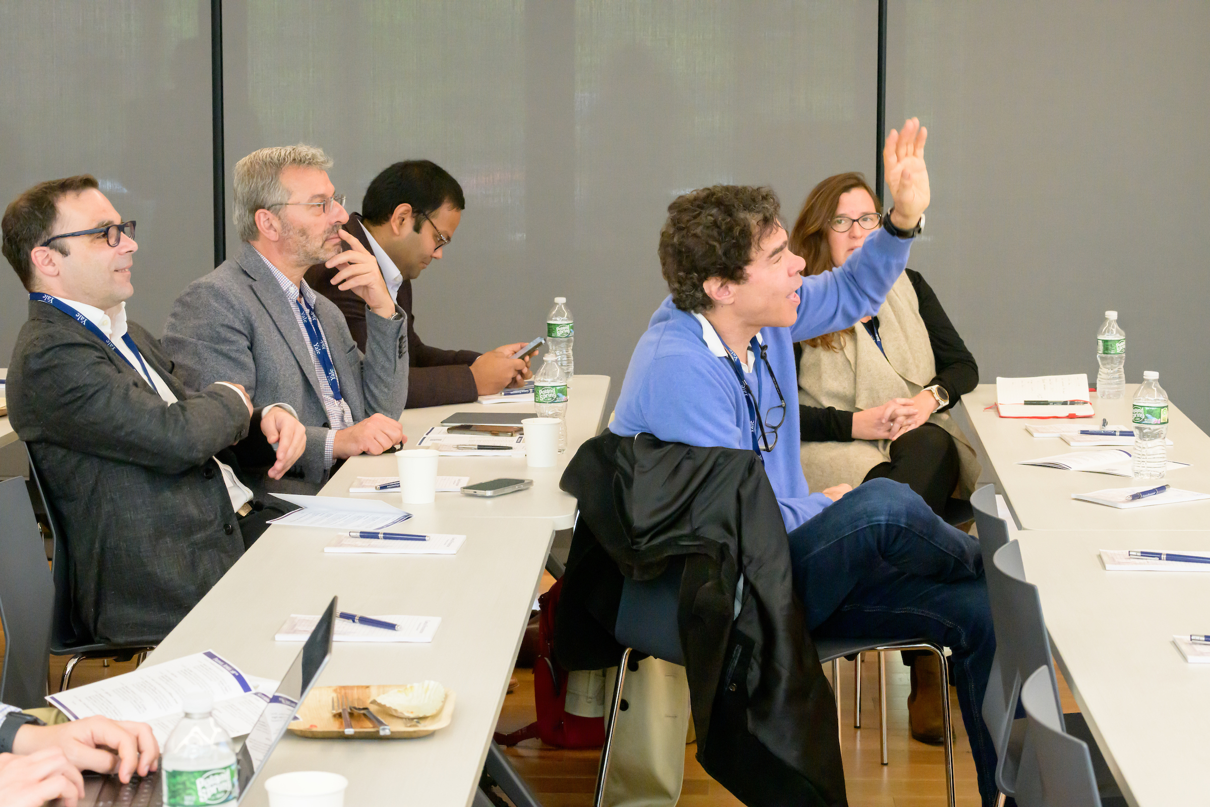 John Geanakoplos asking a question at the 2023 GE Conference